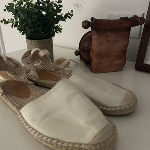 J. Crew Dorsey Lace up Cream Canvas Espadrille Flats